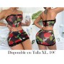 Conjunto de lencería sexy de fantasía con encaje floral y banda (3 piezas)