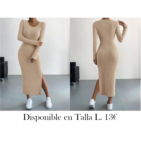 Vestido ajustado unicolor de muslo con abertura