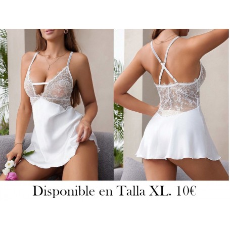 Camisón sexy de damas con escote de pico profundo, cuello de encaje y estampa floral romántica