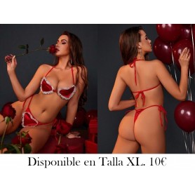 Lencería Sexy De Mujer En Forma De Corazón Con Cuello Halter Y Lazo, Ideal Para El Día De San Valentín