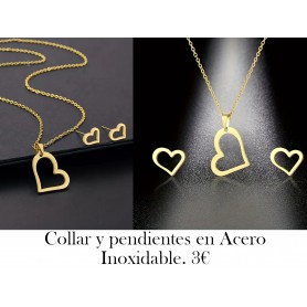 Collar y aretes de acero inoxidable