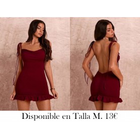 Vestido mini ajustado con escote trasero, lazo y ribete de encaje