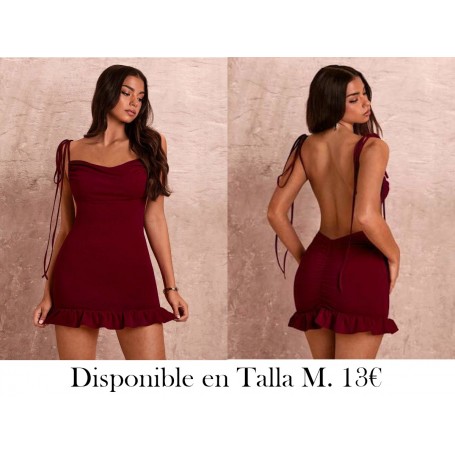 Vestido mini ajustado con escote trasero, lazo y ribete de encaje