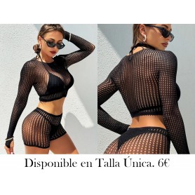 Conjunto De Dos Piezas De Malla Sexy Para Mujeres