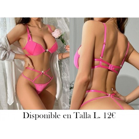 2 piezas Conjunto de lencería sexy para mujer, sujetador y tanga