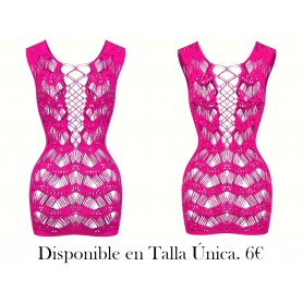 Estilo corto atractivo con vestido de tirantes rasgados VESTIDO MALLA FUCSIA