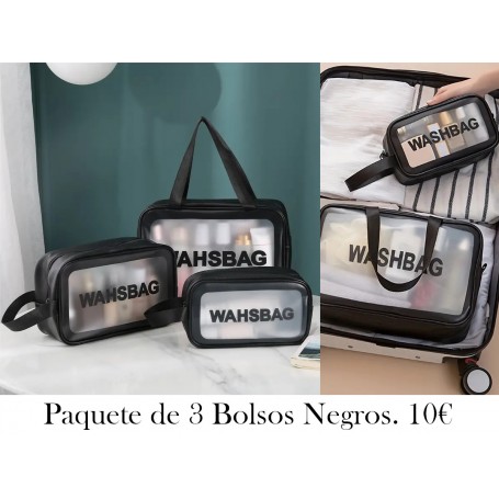 Estuche de maquillaje de viaje de PVC en pack de 3