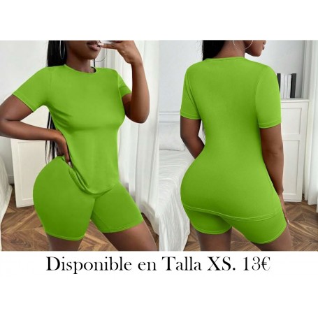 Conjunto De Dos Piezas Para Mujer, Ajustado Y De Color Sólido