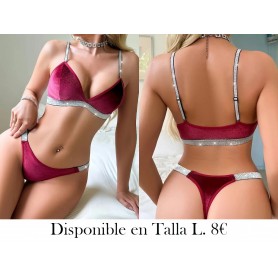 Conjunto de Lencería de Terciopelo para Mujer