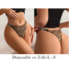 Tanga sexy con estampado de leopardo para mujer