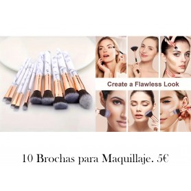 Set de 10 brochas de maquillaje de mármol