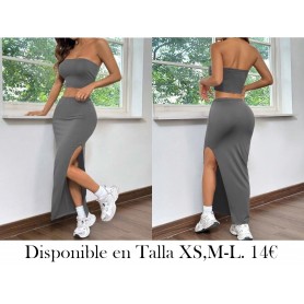 Conjunto ajustado de punto gris para mujer