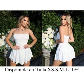 Vestido Mini Sin Tirantes De Color Sólido Para Mujer En Verano