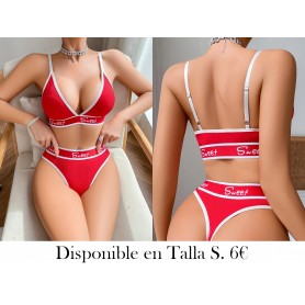 1 Conjunto de lencería sexy, sujetador y bragas de bloque de color, lencería y ropa interior para mujer.