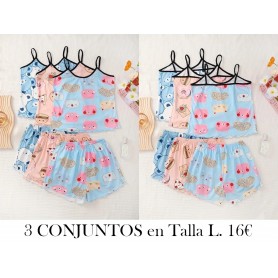 Conjunto de pijama de 3 piezas para mujeres