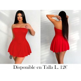 Vestido Sin Tirantes De Color Sólido Para Mujer