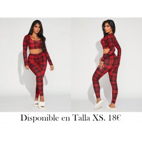 Conjunto De Traje De Patrón De Cuadros Para Mujer Con Top Y Pantalones