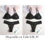 Conjunto de lencería con sujetador sin alambre, con relleno ligero, transpirable, de encaje, con espalda sexy, sin costuras