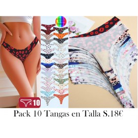 Conjunto de 10 Tangas Sin Costuras para Mujer - Suaves, Transpirables y Cómodas, Bragas de Cintura Baja con Estampados