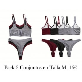 Conjunto de Ropa Interior para Mujer, Tres Colores y Tres Sets