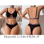 Conjunto de Lencería de Encaje Negro Sexy para Mujer