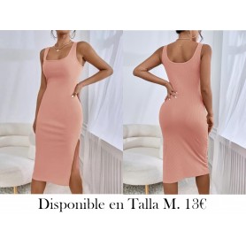 Vestido sin mangas de punto acanalado con abertura en el muslo