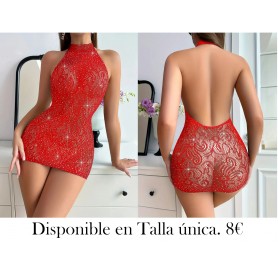 encería Sexy de Estilo Europeo y Americano Vestido de Red para Nocheclub