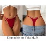 1 pieza Tanga sexy de talle bajo con decoración de letra de rhinestone para mujeres