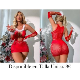 Lencería sexy para mujer, lencería de red, camisón mini, body, camisón, ropa de dormir, lencería, medias, navidad