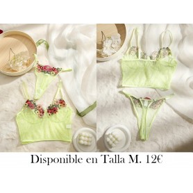 Conjunto de lencería de encaje floral