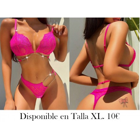 Conjunto Sexy De Lencería Para Mujeres De 3 Piezas Con Transparencias