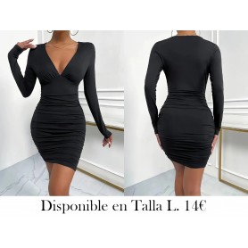 Vestido Bodycon Con Mangas Largas Fruncidas