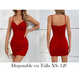 Vestido camisero ajustado con cuello en V liso