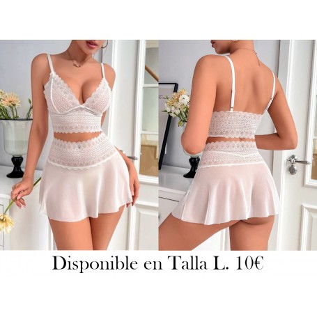 Conjunto sexy de lencería de encaje inalámbrico y malla para mujer, 2 piezas