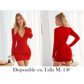 Vestido ajustado con fruncido de cuello profundo