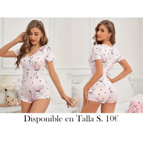 Pijama de una pieza con estampado de conejito