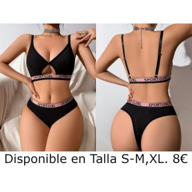 Conjunto de Lencería de Encaje Negro Sexy para Mujer