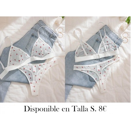 Conjunto de dos piezas de sexy lencería para mujer (sujetador sin cables y tanga)