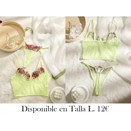 Conjunto de lencería de encaje floral