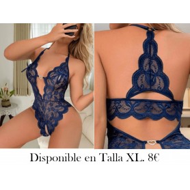 Mono de pijama sexy Lencería sexy transpirable LENCERIA AZUL BODY ENCAJE