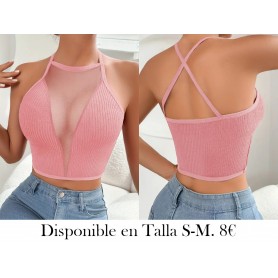 Top de malla con contraste sólido