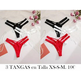 Paquete de Tres Pantalones Tanga para Mujer