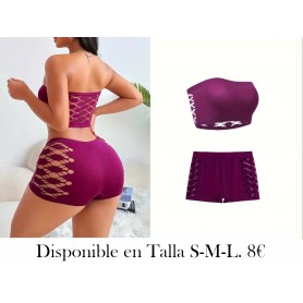 Conjunto de lencería sexy, bandeaus y bragas sin tirantes, sin costuras, lisos, lencería y ropa interior para mujer