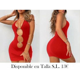 Vestido corto sin mangas y sin espalda con cuello halter para mujer