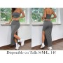 Conjunto ajustado de punto gris para mujer