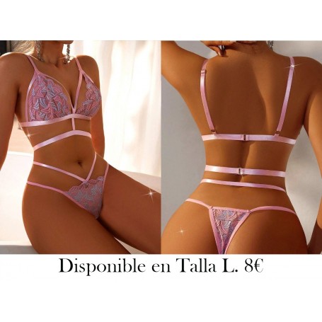 Conjunto Sexy De Lencería De Encaje Recortado Para Mujer Con 2 Piezas, Edición Del Día De San Valentín