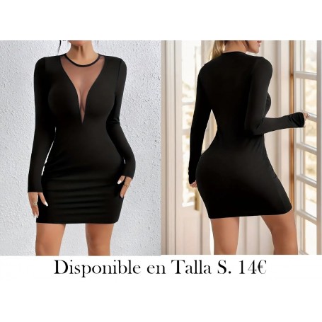 Contraste Vestido de manga larga de malla