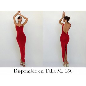 Vestido ajustado con espalda descubierta y abertura, de unicolor y de verano