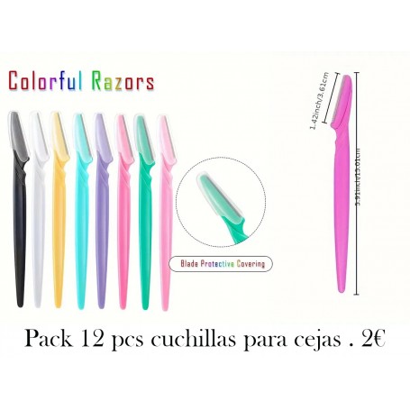 Juego de 12 cuchillas de precisión para cejas y afeitado facial