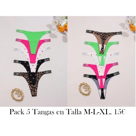 -Pack de tangas sexys para mujer - Tejido de punto de poliamida